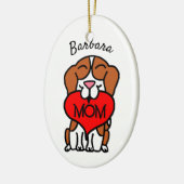 Beagle Mam Heart Hand Drawn Keramisch Ornament (Links)