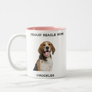 Beagle mam Persoonlijke foto Hot Chocolate Tweekleurige Koffiemok