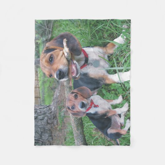 Beagle Mam & Pup Kauwtang Fleece Blanket (Voorkant)