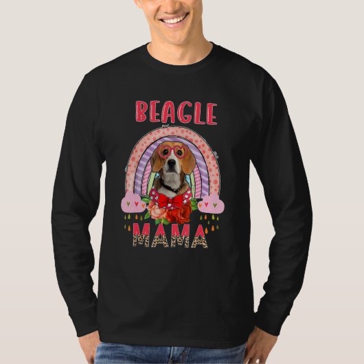 Beagle Mama Cute Rainbow Rainy Dog Flowers Moeder T-shirt (Voorkant)