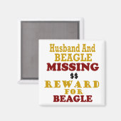Beagle & Man Missing Reward voor Beagle Magneet (Voorkant / Achterkant)