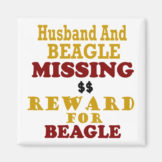 Beagle & Man Missing Reward voor Beagle Magneet (Voorkant)