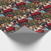 Beagle Meets Santa Christmas Painting Cadeaupapier (Hoek)