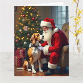 Beagle Meets Santa Christmas Painting Kaart (Gele Bloem)