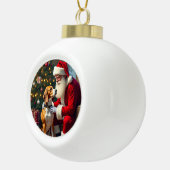 Beagle Meets Santa Christmas Painting Keramische Bal Ornament (Rechts)