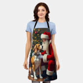 Beagle Meets Santa Christmas Painting Schort (Gedragen)