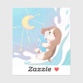 Beagle, melk en de maan sticker