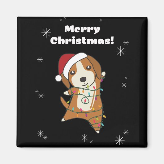 Beagle Merry Christmas Winter Animals Dog Magneet (Voorkant)