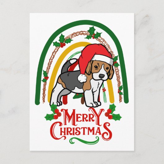 Beagle Merry Kerstmis Feestdagenkaart (Voorkant)