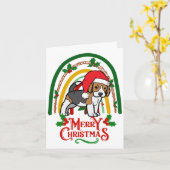 Beagle Merry Kerstmis Kaart (Gele Bloem)
