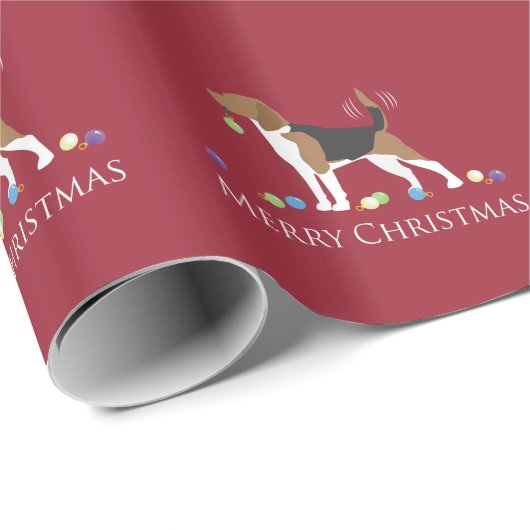 Beagle Merry-kerstontwerp Cadeaupapier (Rol Hoek)