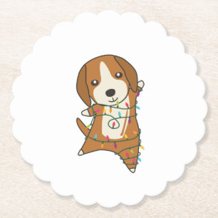 Beagle Merry Winter Animals Dog Kartonnen Onderzetters