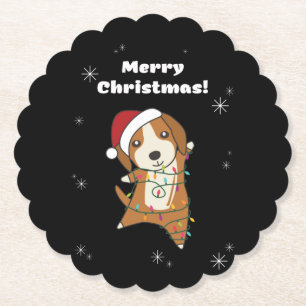 Beagle Merry Winter Animals Dog Kartonnen Onderzetters