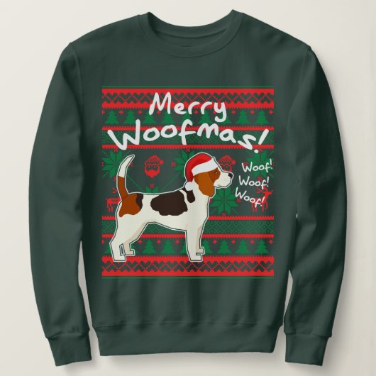 Beagle Merry Woofmas Ugly KerstSweater Trui (Design voorkant)