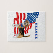 Beagle met Amerikaanse vlag Legpuzzel (Horizontaal)