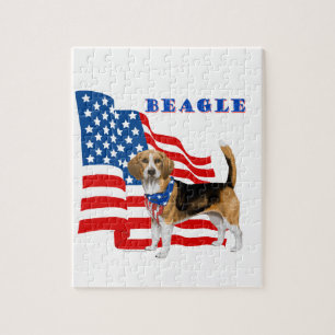 Beagle met Amerikaanse vlag Legpuzzel