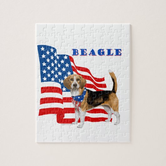 Beagle met Amerikaanse vlag Legpuzzel (Verticaal)