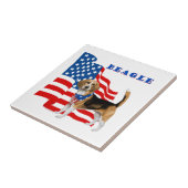 Beagle met Amerikaanse vlag Tegeltje (Zijkant)