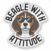Beagle Met Attitude Hond Draagt Zonnebril Sticker (Voorkant)