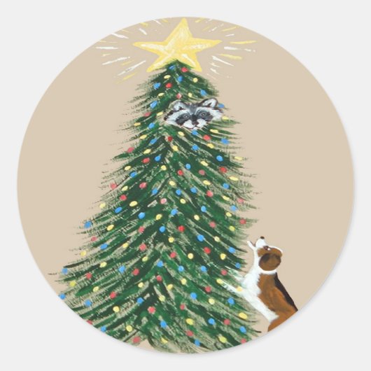 Beagle met behandelde loopnavel ronde sticker (Voorkant)