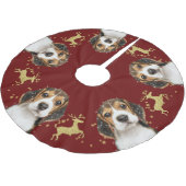 Beagle met gouden glitter herten kerst | Rood Kerstboom Rok (Gekanteld)