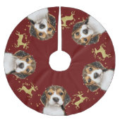 Beagle met gouden glitter herten kerst | Rood Kerstboom Rok (Voorkant)