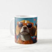 Beagle met Hartrozen Valentijnsdag Koffiemok (Voorkant links)