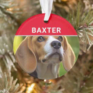 Beagle met hondennaam en foto Kerstmis Ornament