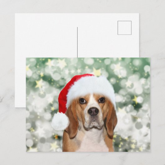 Beagle met kerstkerstmis briefkaart (Voorkant / Achterkant)