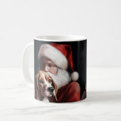 Beagle met kerstman Feestelijke Kerst Koffiemok (Voorkant links)