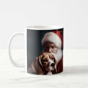Beagle met kerstman Feestelijke Kerst Koffiemok