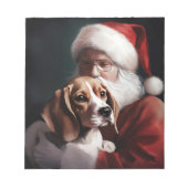 Beagle Met Kerstman Festieve Kerst Notitieblok (Voorkant)