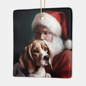 Beagle Met Kerstman Festieve Kerstmis Keramisch Ornament (Links)