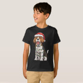 Beagle met kerstmuts thema Beagle liefde T-shirt (Voorkant volledig)