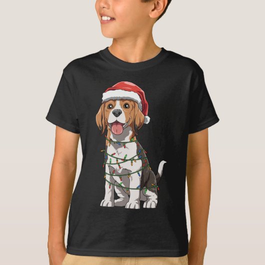 Beagle met kerstmuts thema Beagle liefde T-shirt (Voorkant)