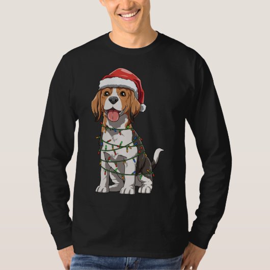Beagle met kerstmuts thema Beagle liefde T-shirt (Voorkant)