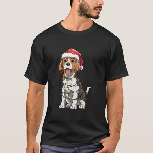 Beagle met kerstmuts thema Beagle liefde T-shirt (Voorkant)