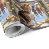 Beagle Met Kerstverlichting Vakantie Cadeaupapier (Rol Hoek)