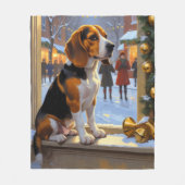 Beagle Met Kerstverlichting Vakantie Fleece Deken (Voorkant)