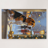 Beagle Met Kerstverlichting Vakantie Legpuzzel (Horizontaal)