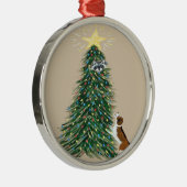 Beagle met raap in kerstboom metalen ornament (Rechts)