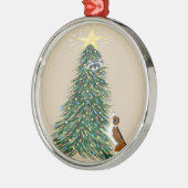Beagle met raap in kerstboom metalen ornament (Links)