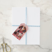 Beagle met Rozen - Valentijnsdag Cadeaulabel (Met Touw)