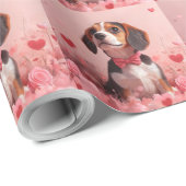 Beagle met Rozen - Valentijnsdag Cadeaupapier (Rol Hoek)