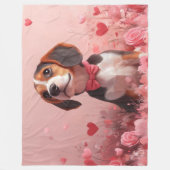 Beagle met rozen - Valentijnsdag Fleece Deken (Voorkant)
