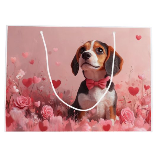 Beagle met Rozen - Valentijnsdag Groot Cadeauzakje (Achterkant)