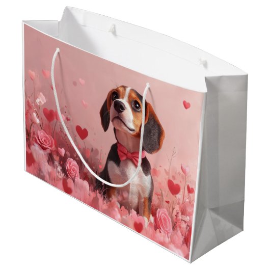 Beagle met Rozen - Valentijnsdag Groot Cadeauzakje (Achterkant Gekanteld)