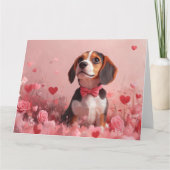 Beagle met rozen - Valentijnsdag Kaart (Voorkant)