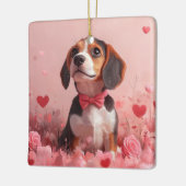 Beagle met Rozen - Valentijnsdag Keramisch Ornament (Links)