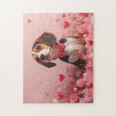 Beagle met rozen - Valentijnsdag Legpuzzel (Verticaal)